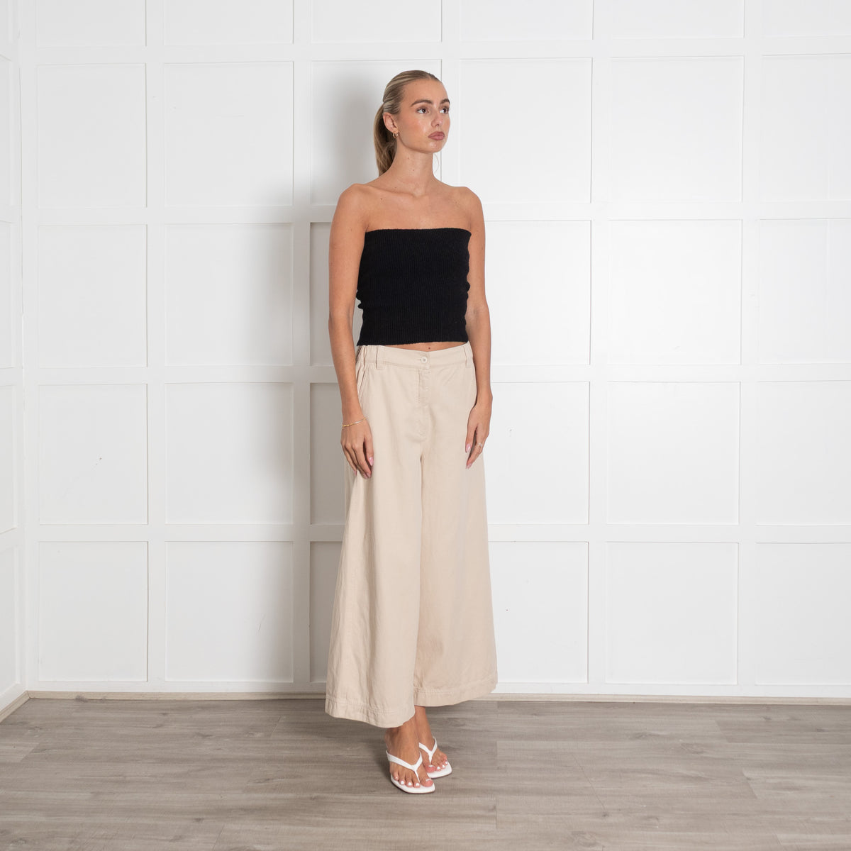Weekend Maxmara Cream Wide Leg Trousers