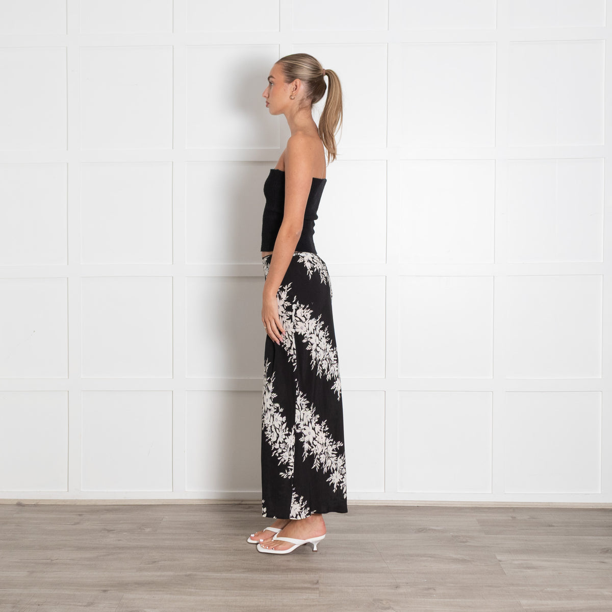 Rixo Black And White Floral Slip Skirt