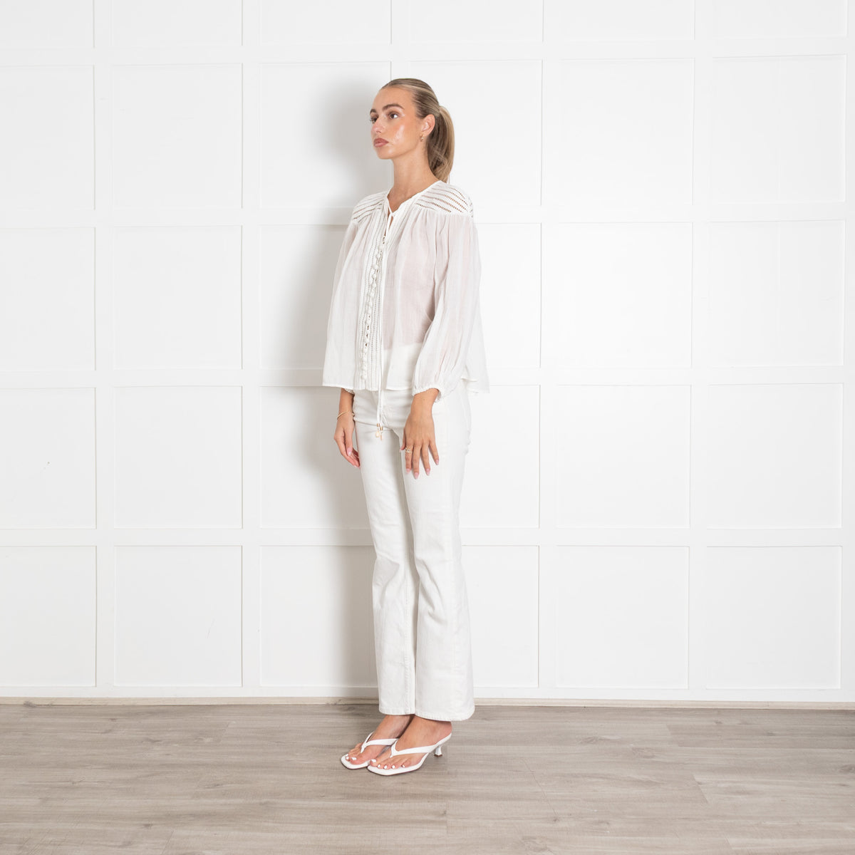 Zimmermann White Jude Crochet Trimmed Ramie Blouse