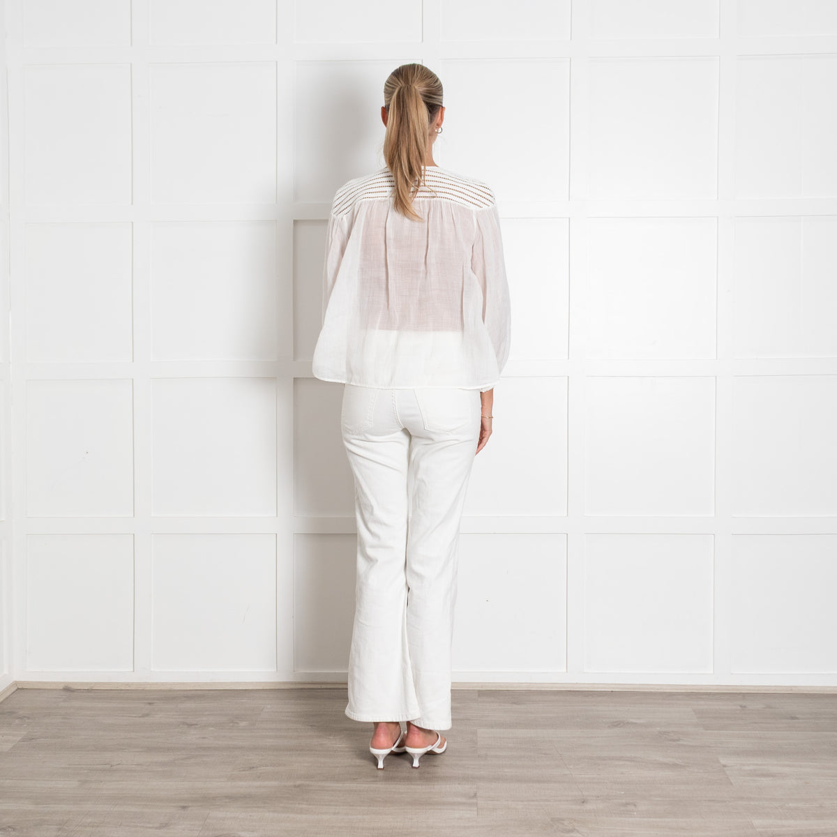 Zimmermann White Jude Crochet Trimmed Ramie Blouse