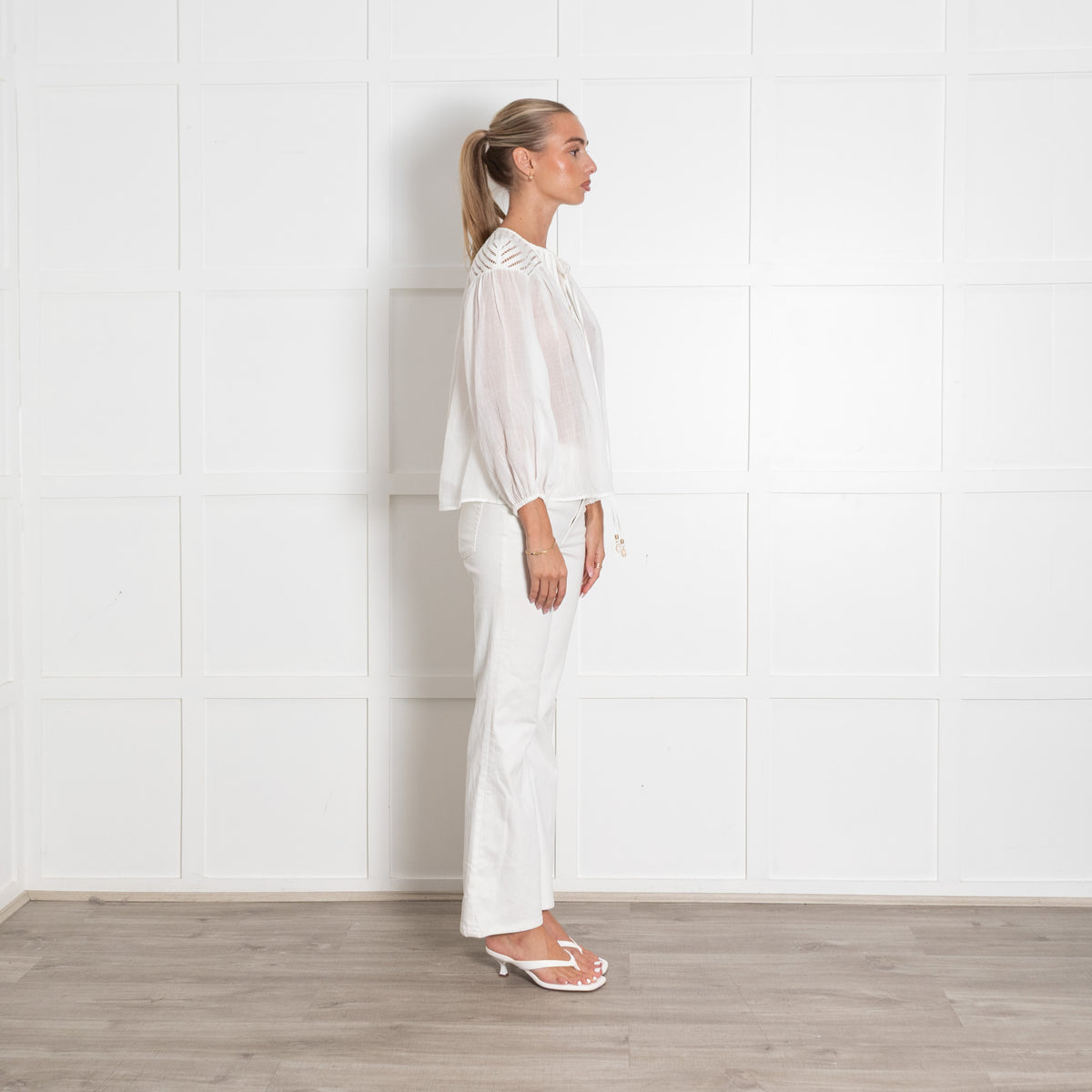 Zimmermann White Jude Crochet Trimmed Ramie Blouse