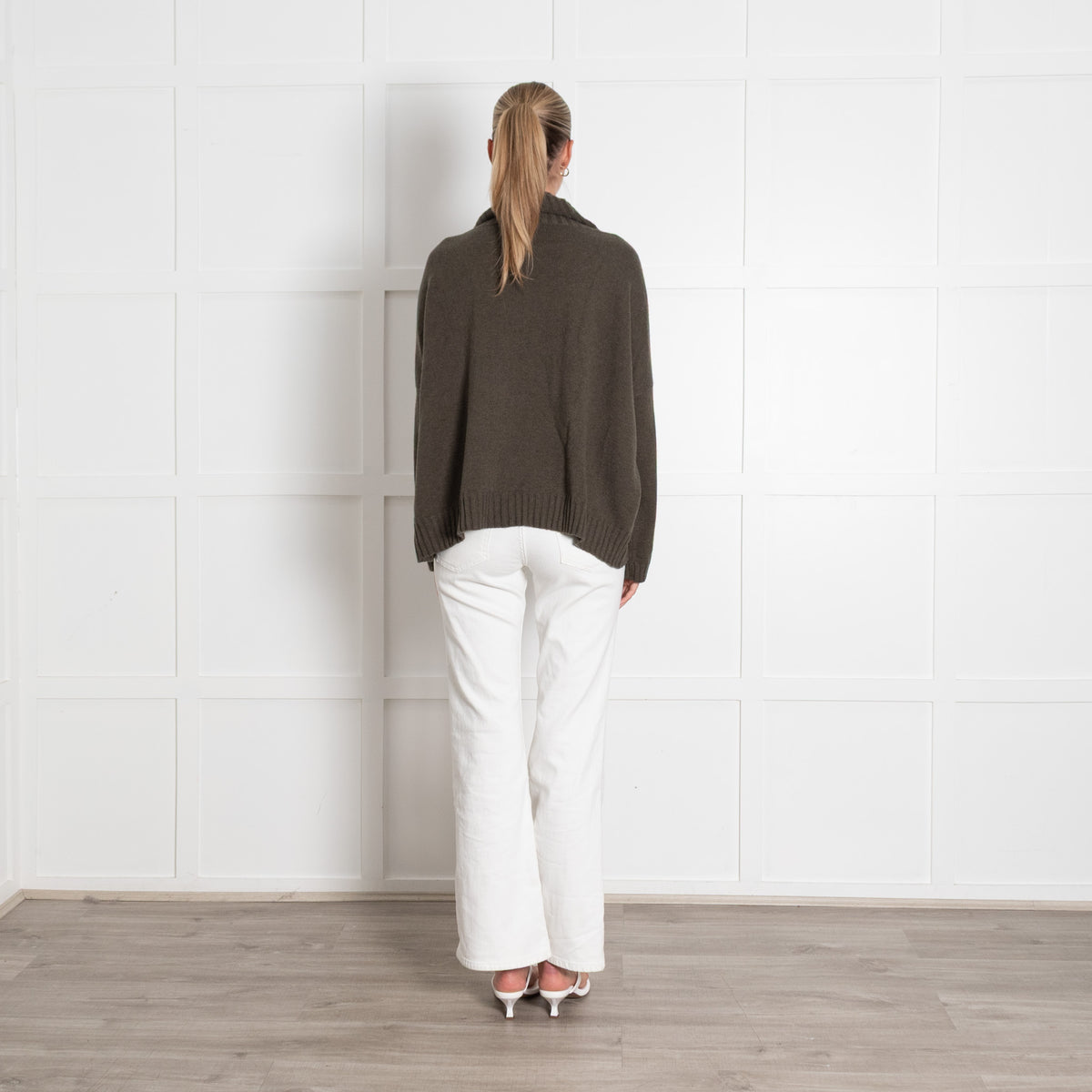 Osprey Khaki Cashmere Lambs Wool Blend Turtleneck Jumper