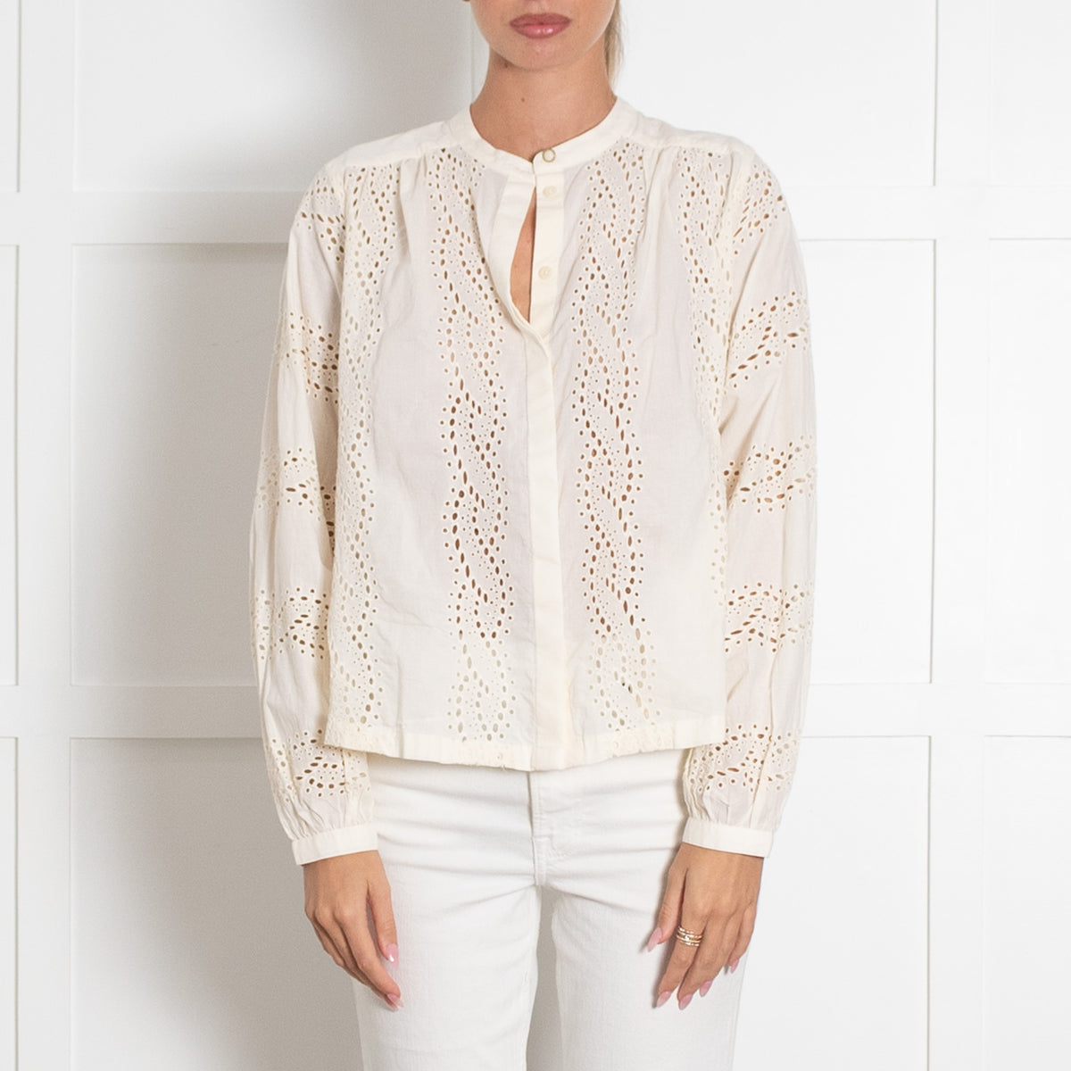 Scotch & Soda Cream Broderie Cotton Blouse