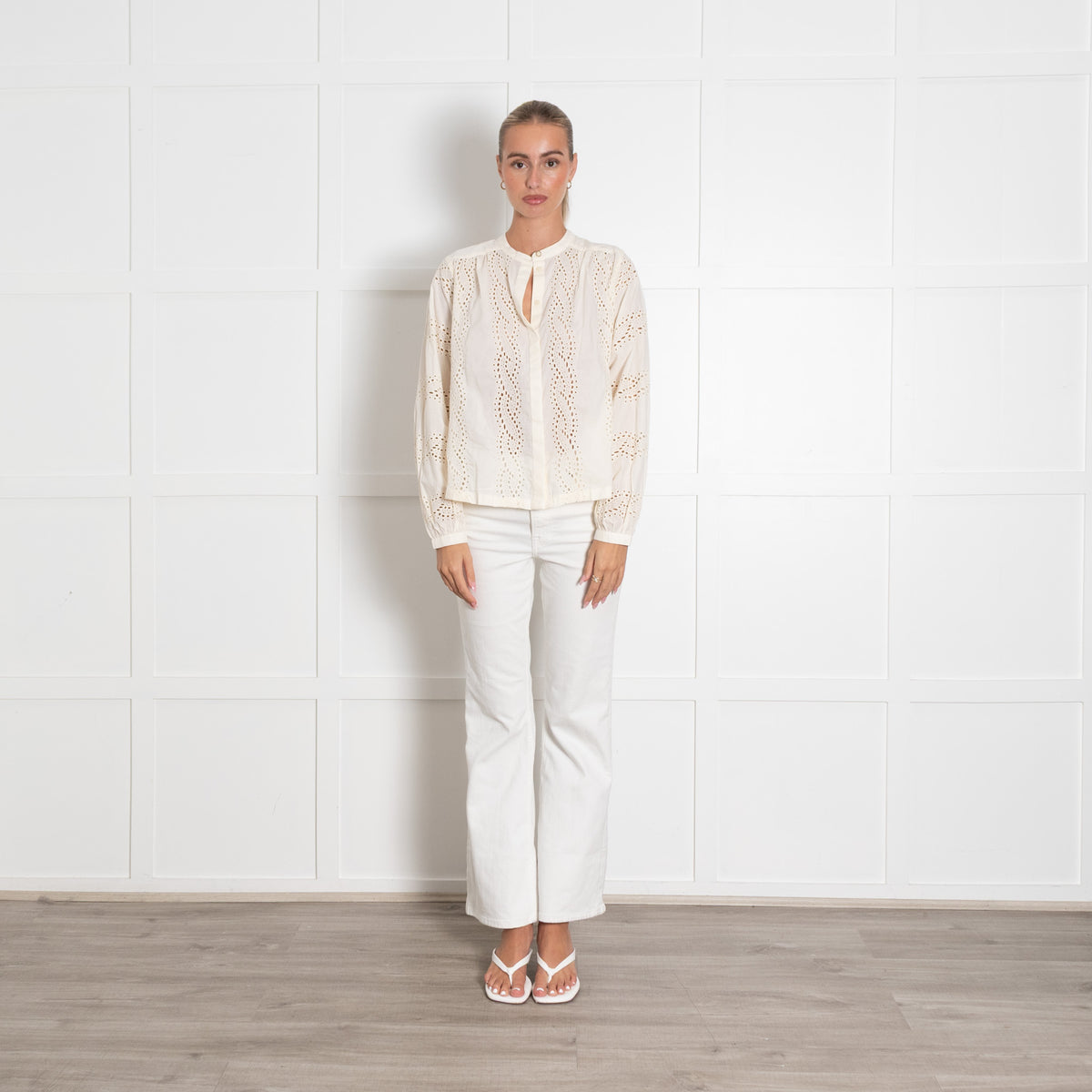 Scotch & Soda Cream Broderie Cotton Blouse