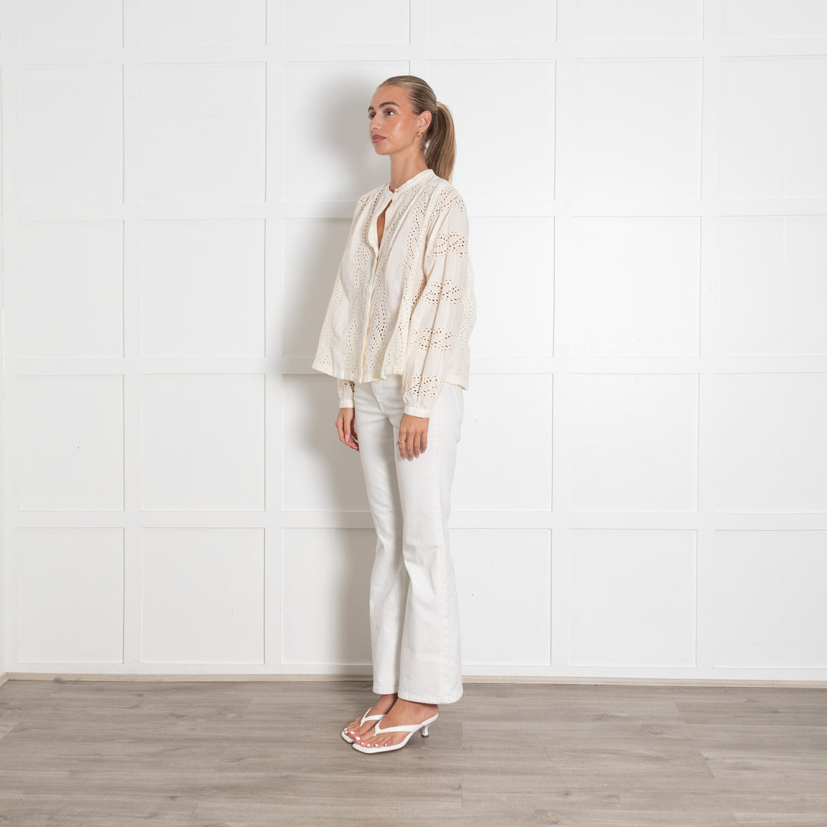 Scotch & Soda Cream Broderie Cotton Blouse