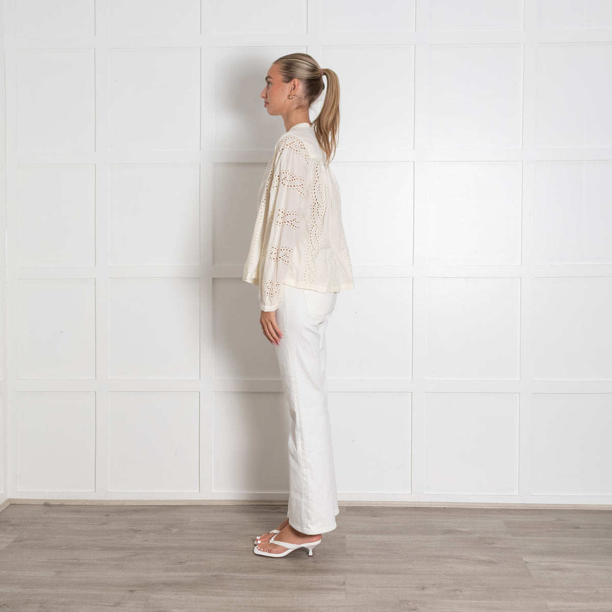 Scotch & Soda Cream Broderie Cotton Blouse