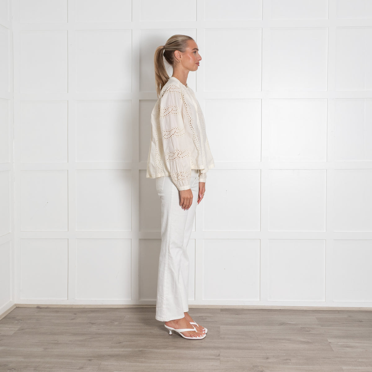 Scotch & Soda Cream Broderie Cotton Blouse