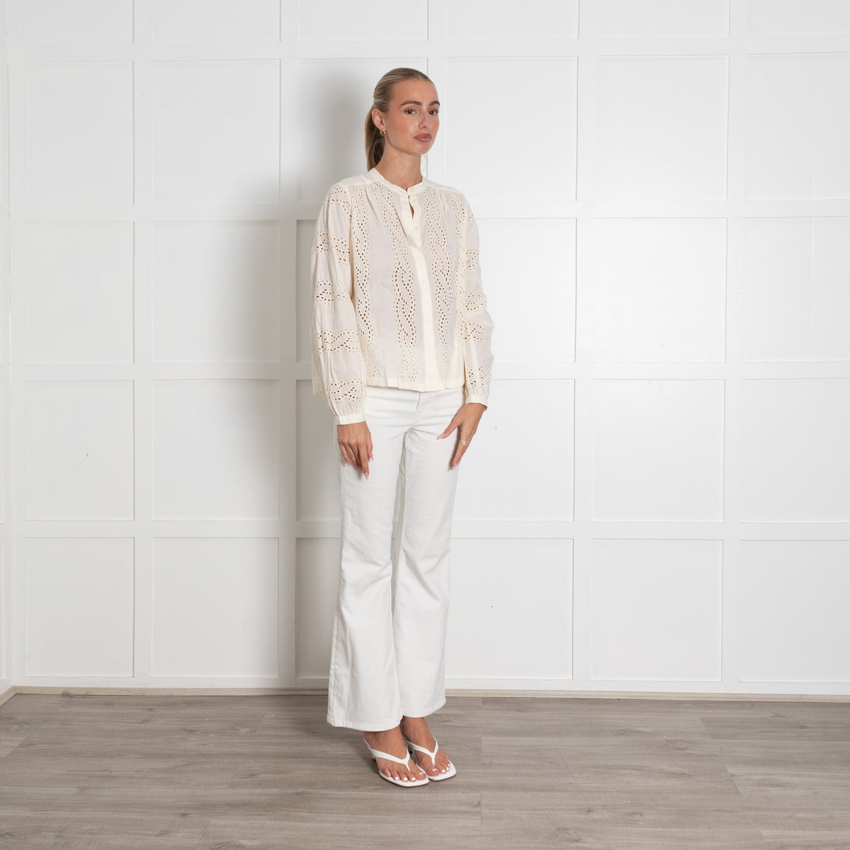 Scotch & Soda Cream Broderie Cotton Blouse