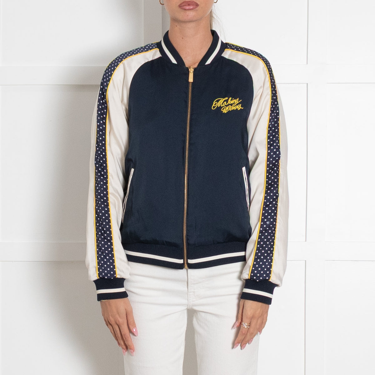 Scotch and Soda Blue 'Making Waves' Reversible Bomber Jacket