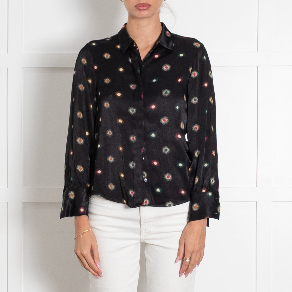 Scotch & Soda Black Star Print Collared Blouse
