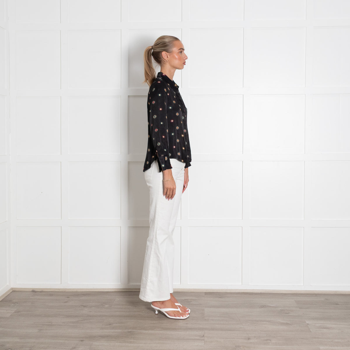 Scotch & Soda Black Star Print Collared Blouse