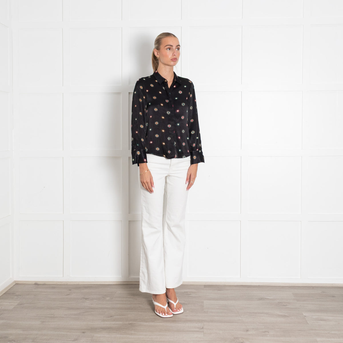 Scotch & Soda Black Star Print Collared Blouse