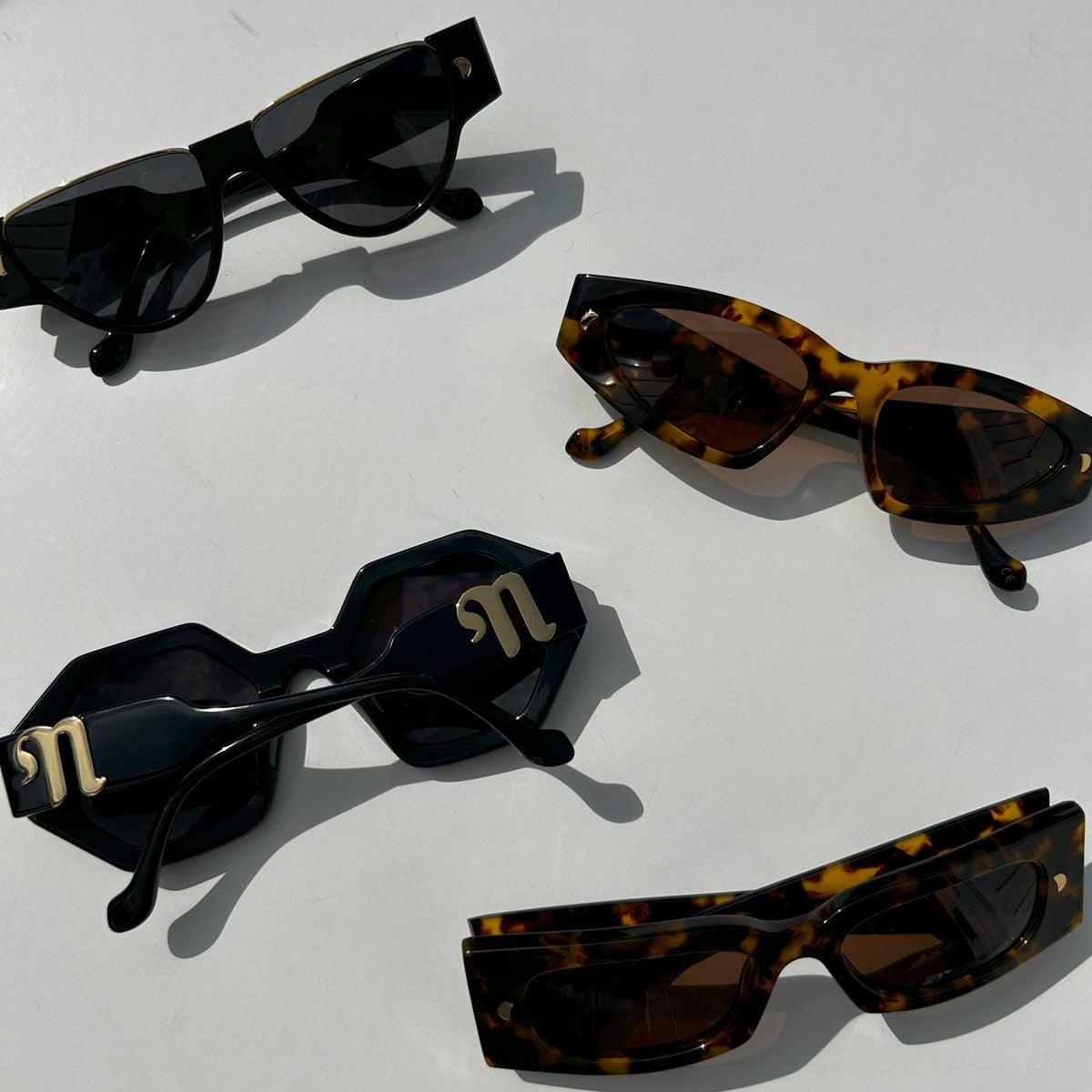 Nanushka Fenna Dark Amber Narrow Sunglasses