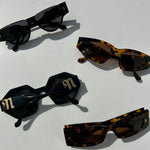 Nanushka Carlen Hexagonal Black Sunglasses