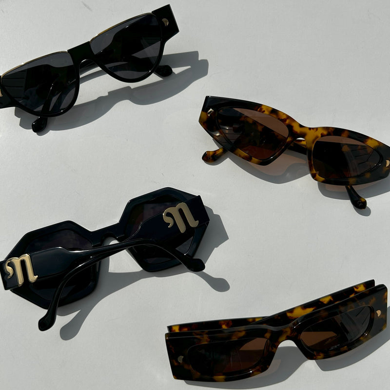 Nanushka Carlen Hexagonal Black Sunglasses