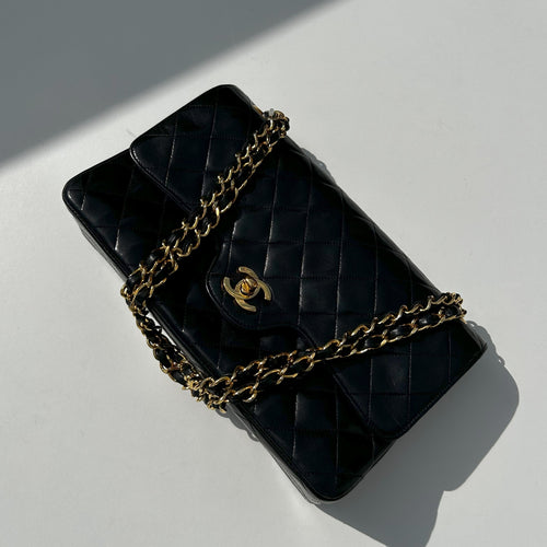 Chanel Black Lambskin Vintage Double Flap Bag