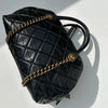Chanel Black Quilted Gold Hardware Calfskin Bowling Bag