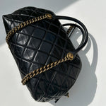 Chanel Black Quilted Gold Hardware Calfskin Bowling Bag
