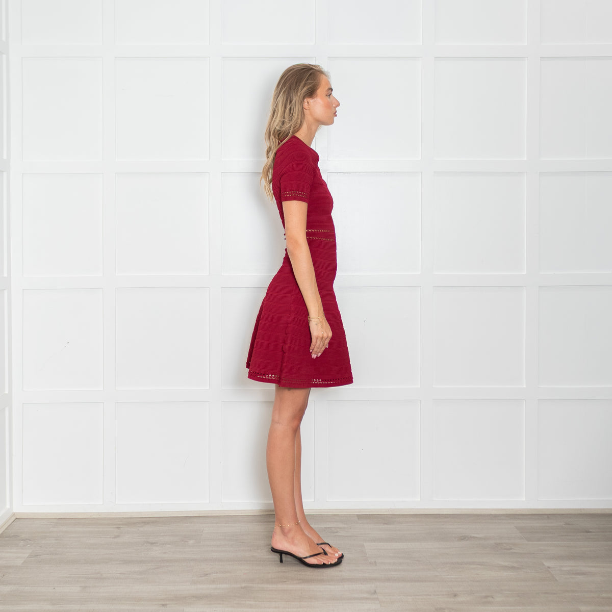Sandro Burgundy Knitted Mini Dress