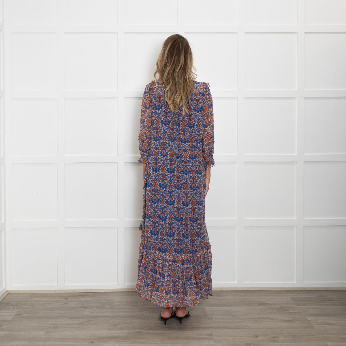 Moliin Blue and Red Floral Patterened Maxi Dress