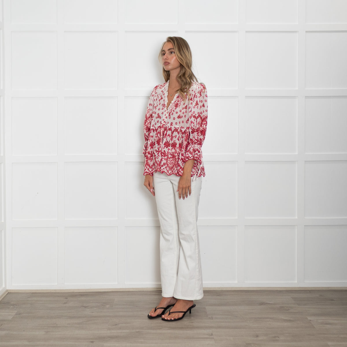 ByTimo Red & White Broderie Anglaise Blouse