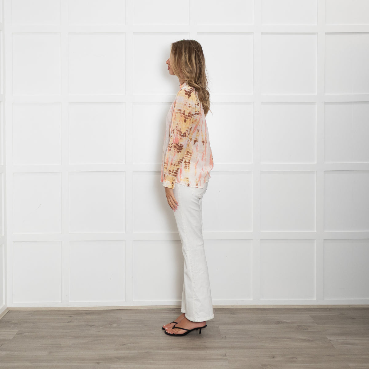 Maison Hotel Cream Brown Pink Tie-Dye Shirt