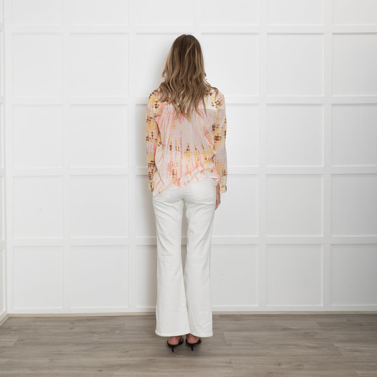 Maison Hotel Cream Brown Pink Tie-Dye Shirt