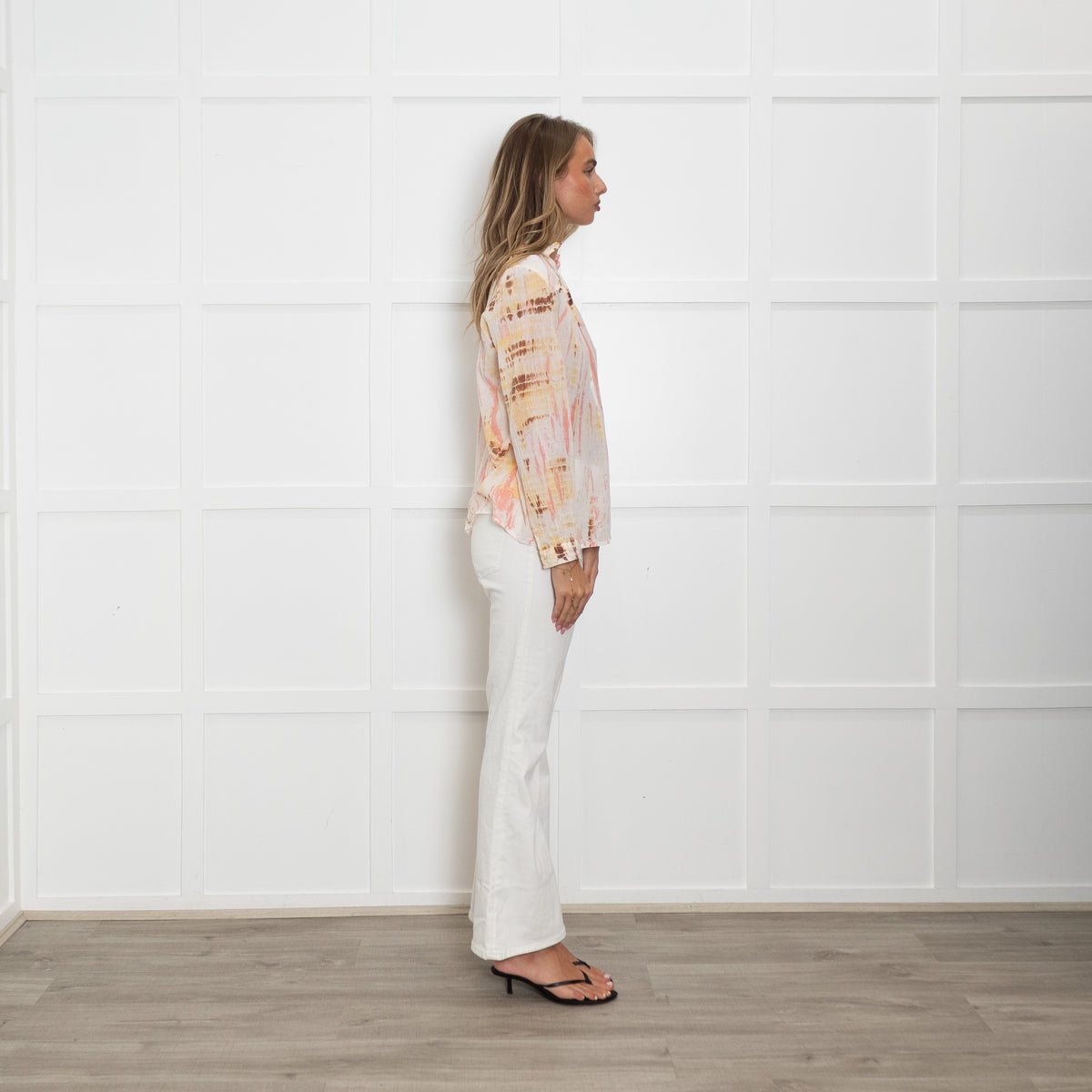 Maison Hotel Cream Brown Pink Tie-Dye Shirt