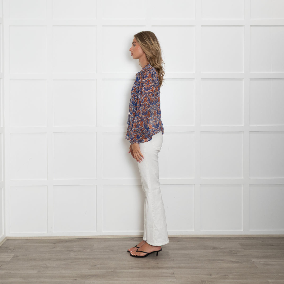 Moliin Blue and Red Patterned Blouse