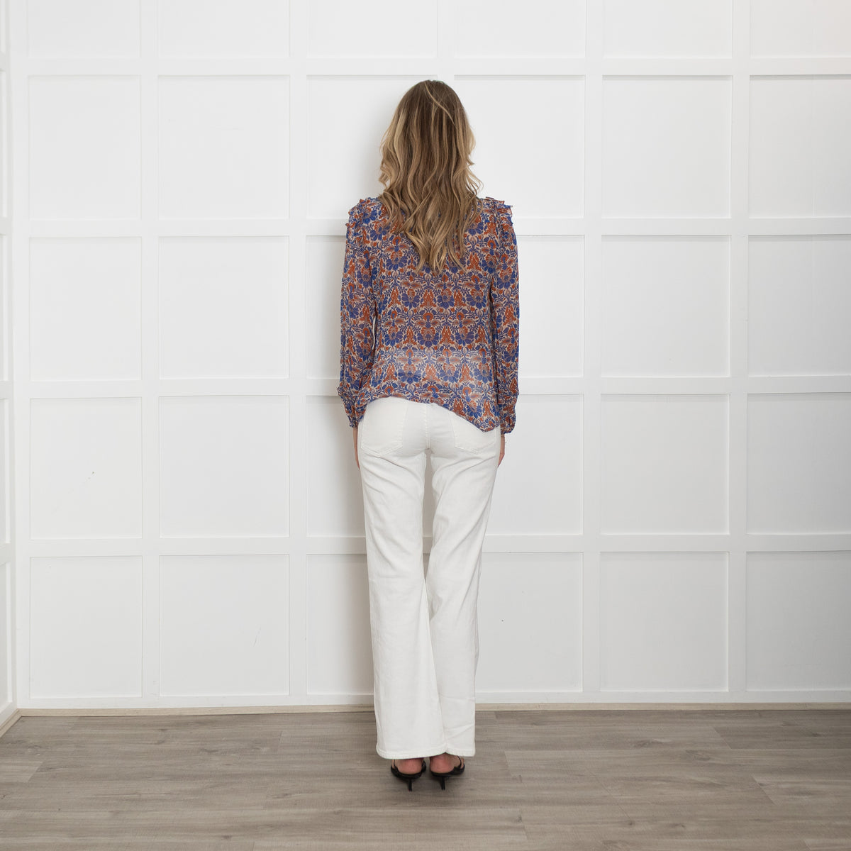 Moliin Blue and Red Patterned Blouse