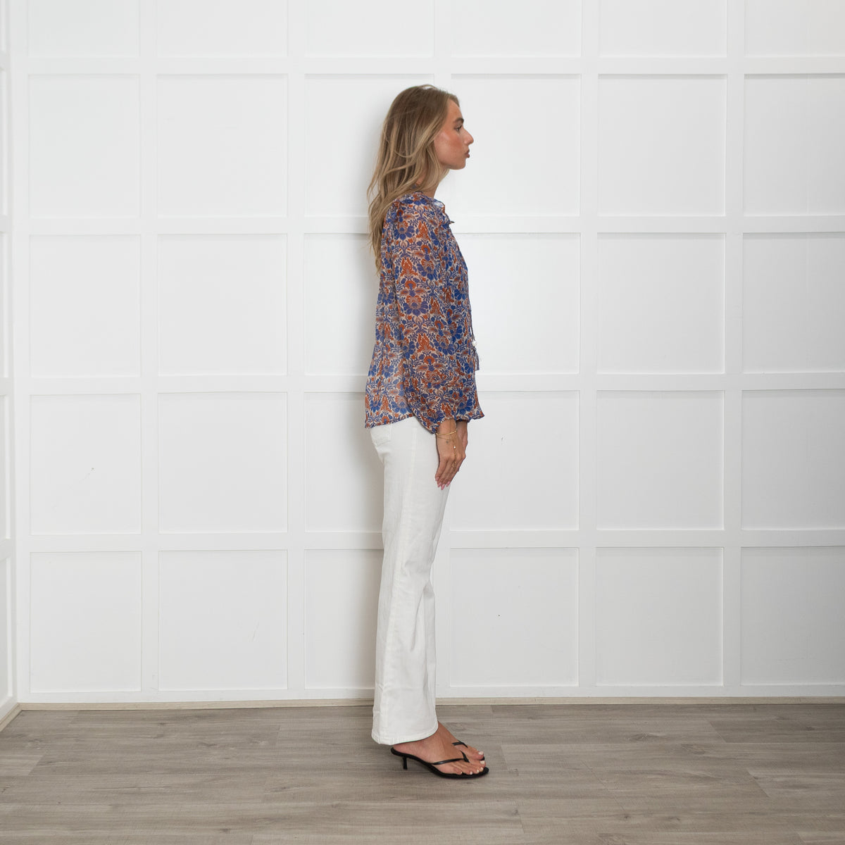 Moliin Blue and Red Patterned Blouse