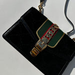 Gucci Velvet Sylvie Black Crossbody Bag