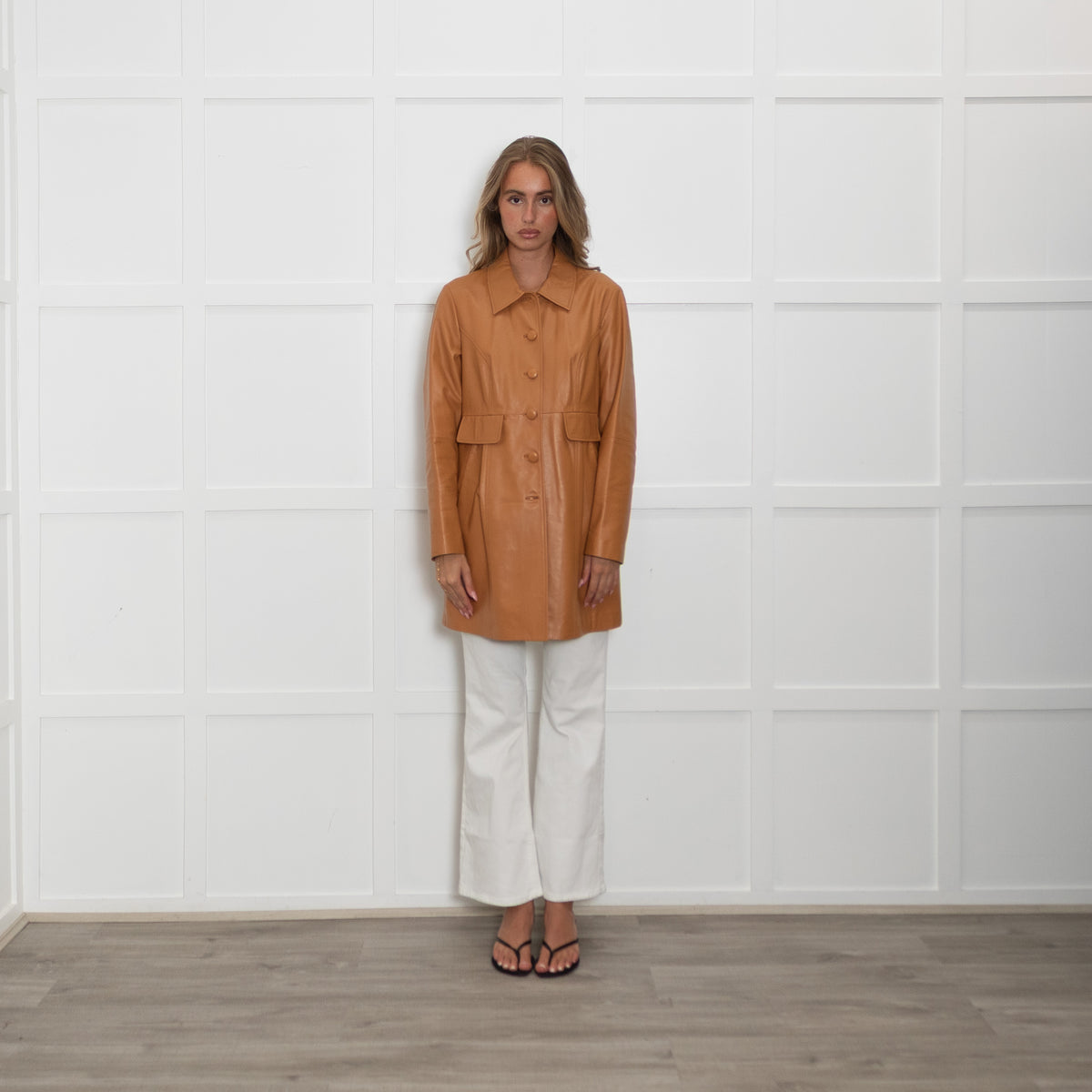 Luisa Spagnoli Tan Leather Coat