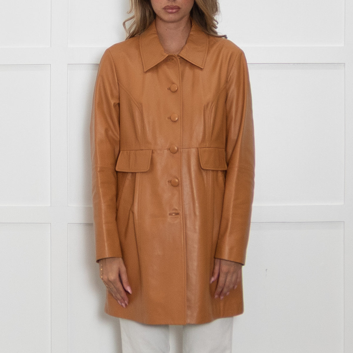 Luisa Spagnoli Tan Leather Coat