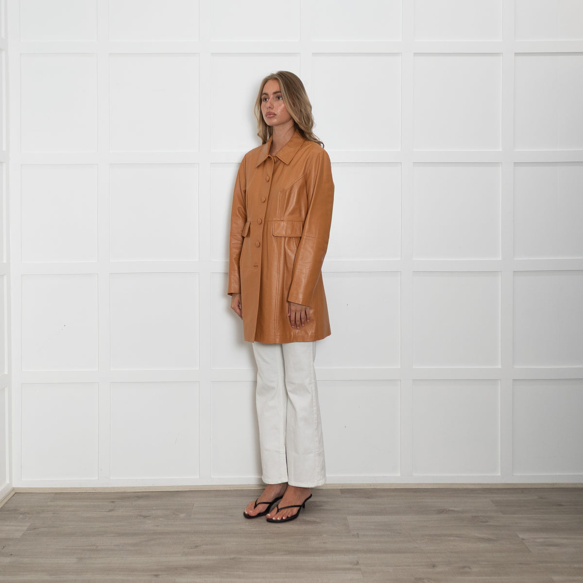 Luisa Spagnoli Tan Leather Coat