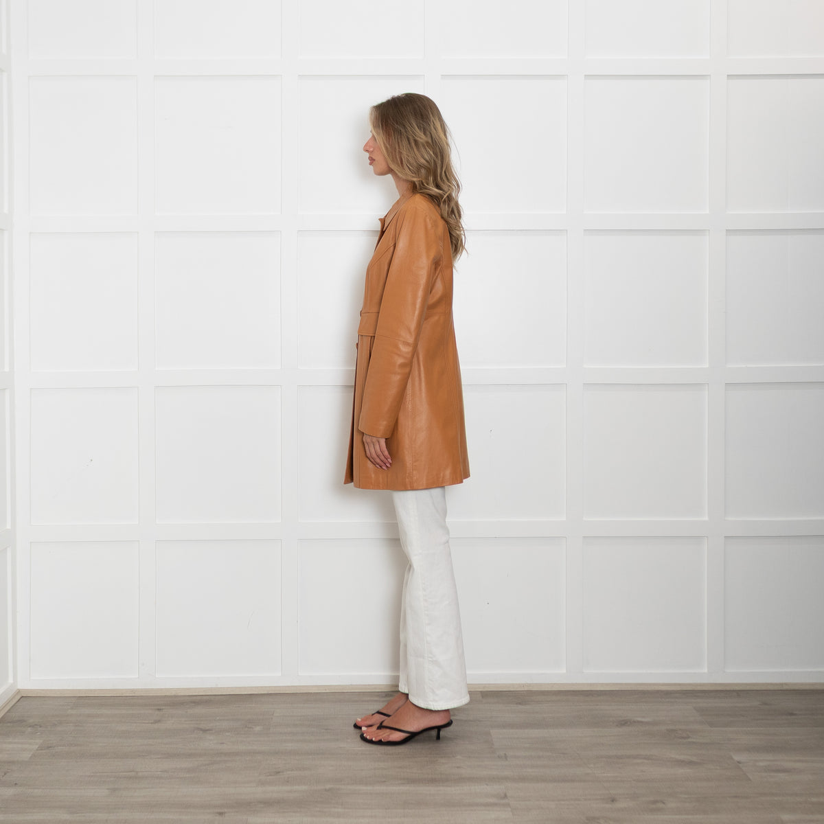 Luisa Spagnoli Tan Leather Coat