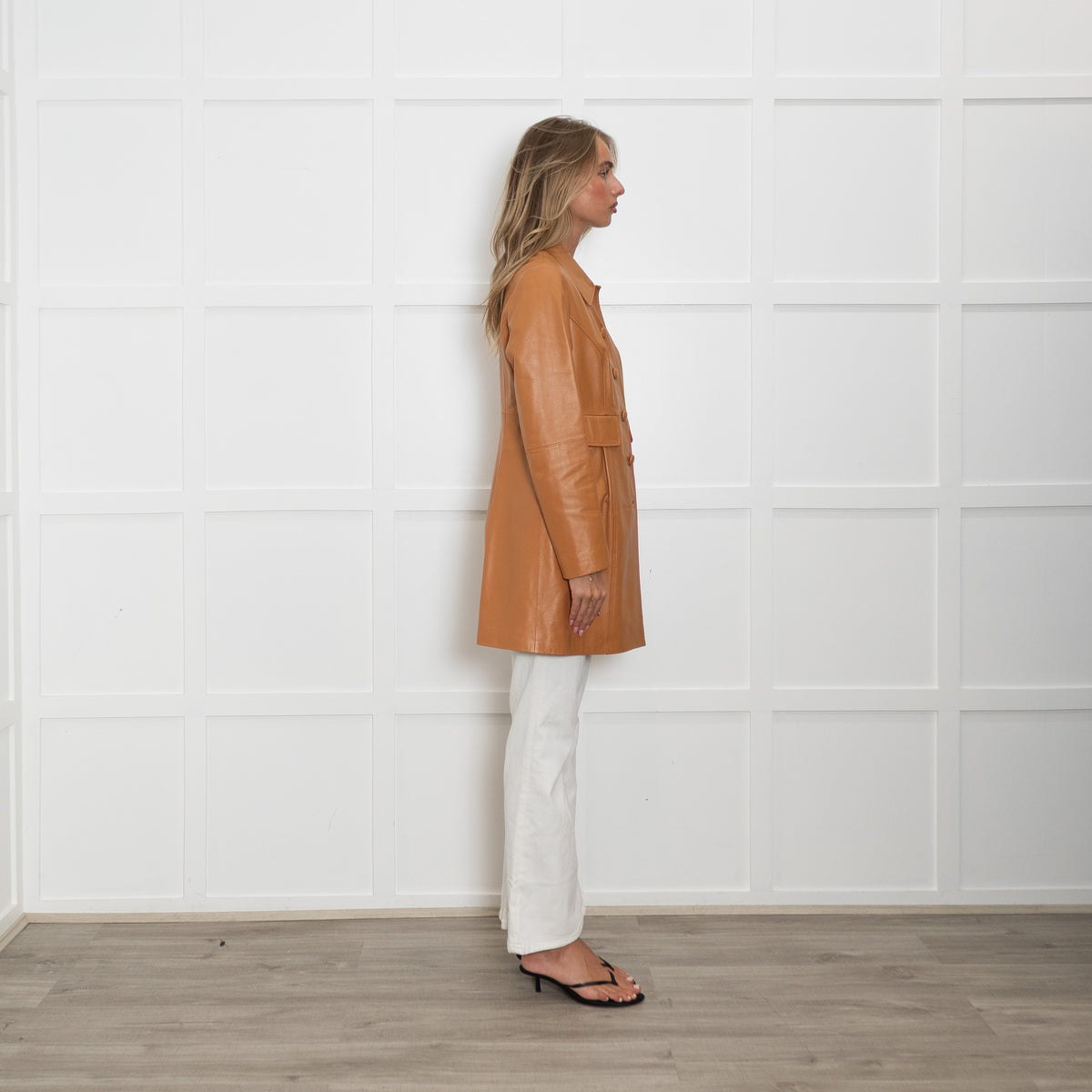 Luisa Spagnoli Tan Leather Coat