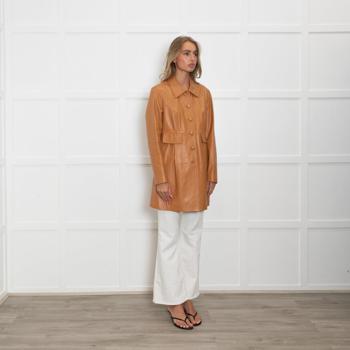 Luisa Spagnoli Tan Leather Coat