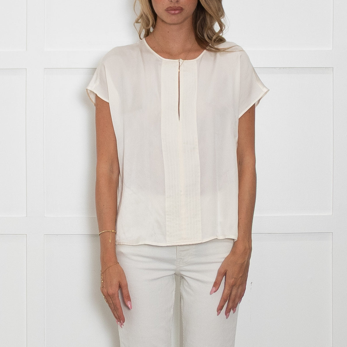 Luisa Spagnoli Cream Silk Sleeveless Top