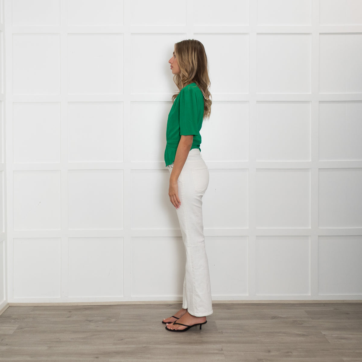 Ba&Sh Green V-Neck Short Sleeve Top