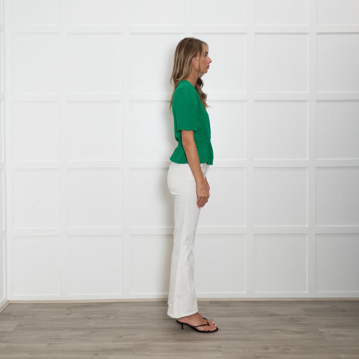 Ba&Sh Green V-Neck Short Sleeve Top