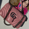 Gucci GG Small Pink Leather Marmont with Silver Hardware