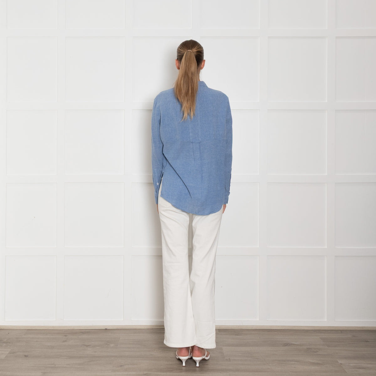 Me + Em Blue Textured Button Up Shirt