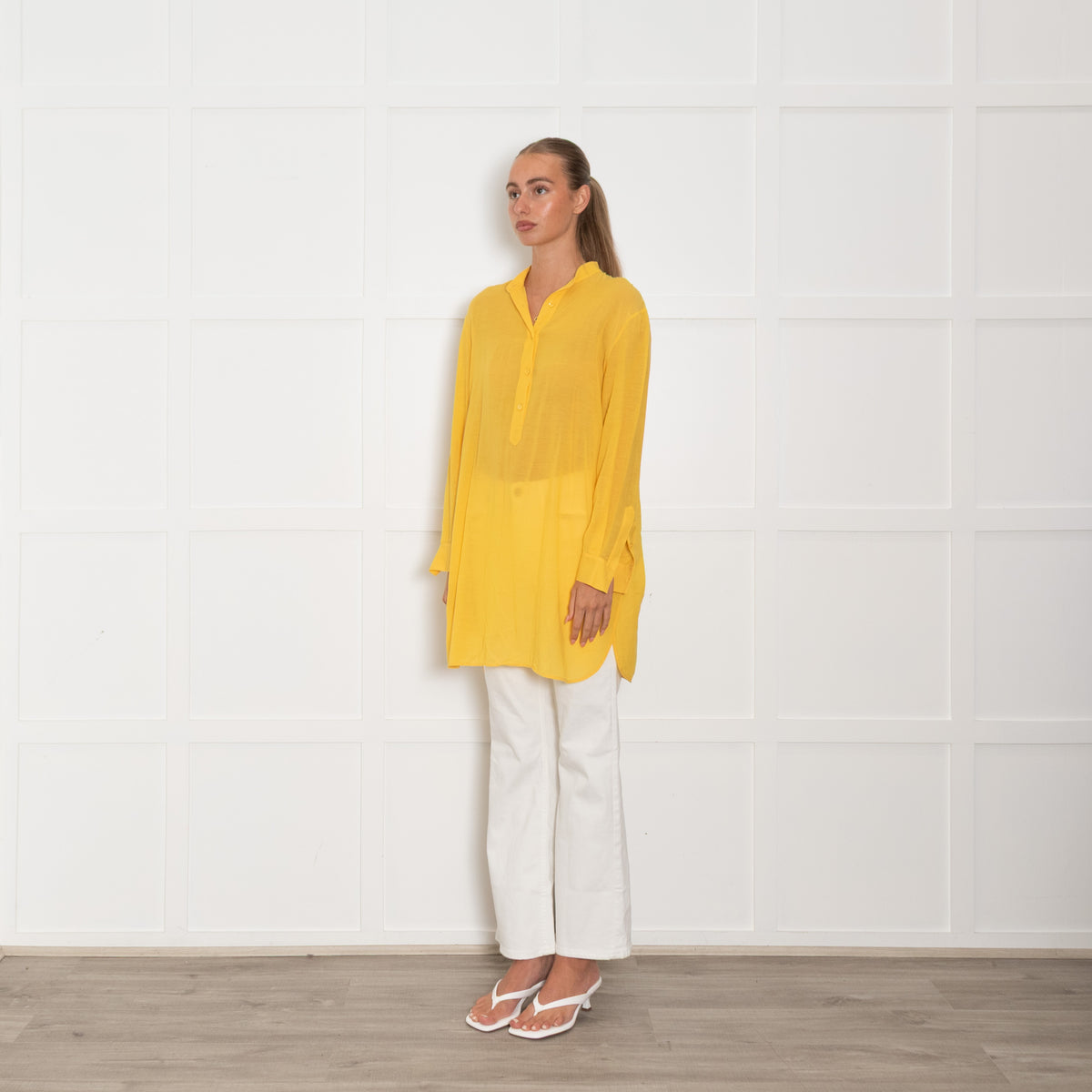 La Perla Yellow Cotton Silk Blend Long Top