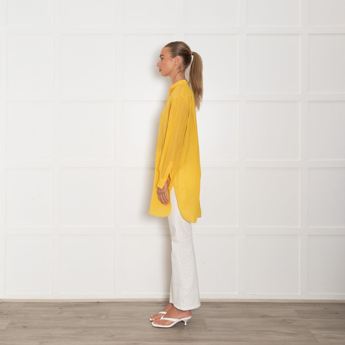 La Perla Yellow Cotton Silk Blend Long Top