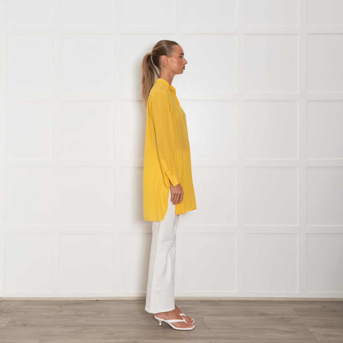 La Perla Yellow Cotton Silk Blend Long Top