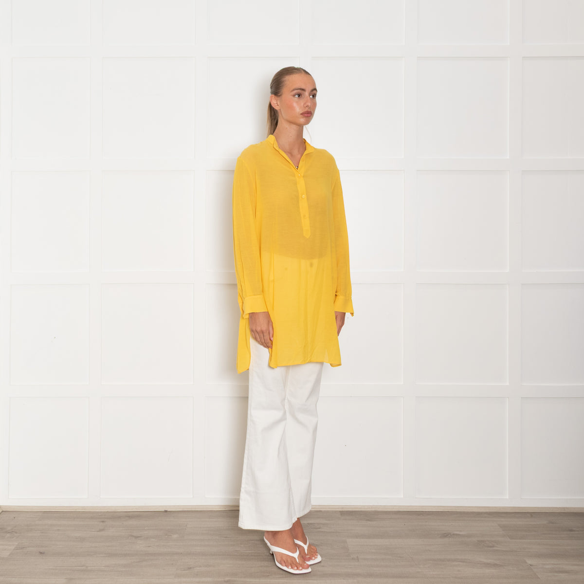 La Perla Yellow Cotton Silk Blend Long Top