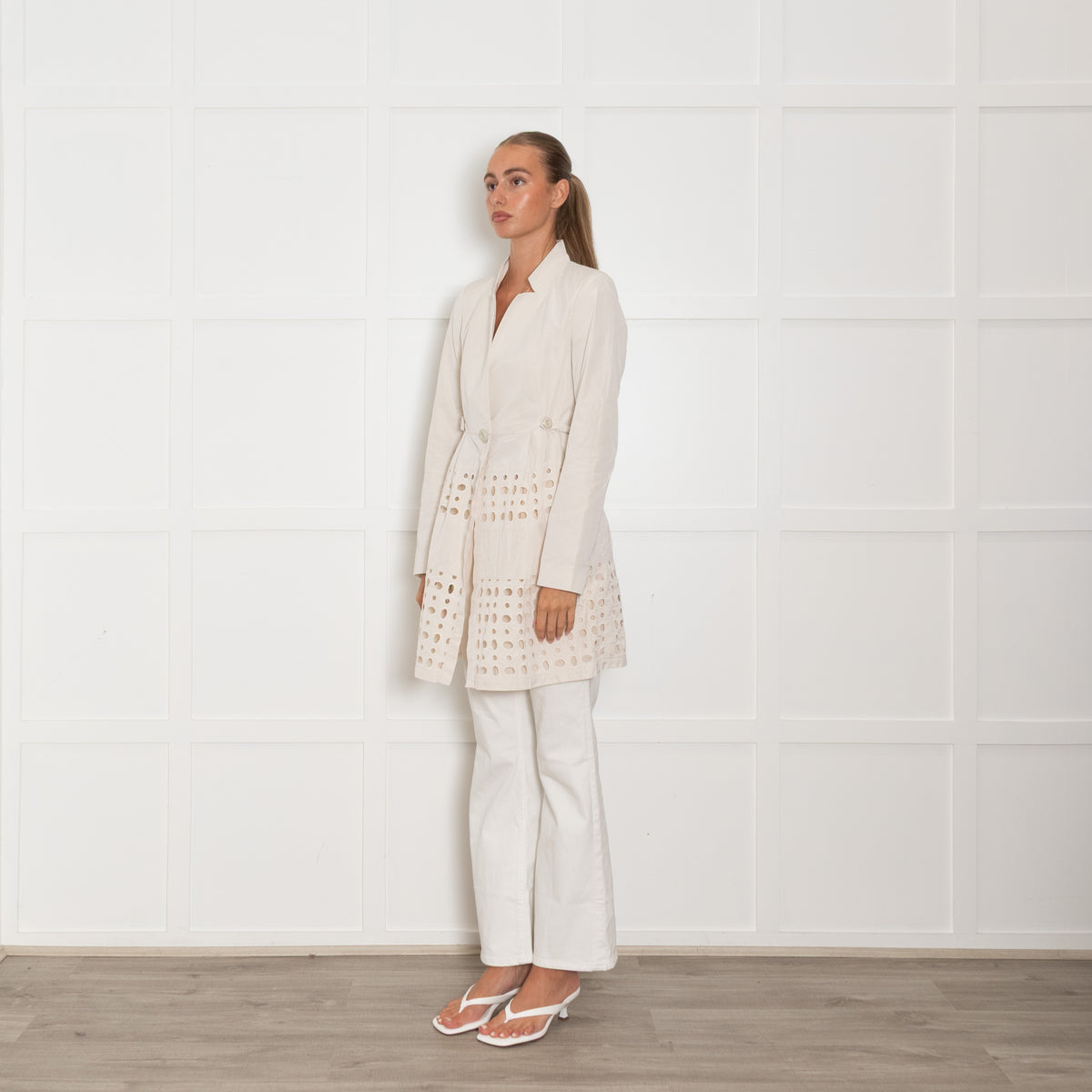 Pinko  Beige Embroidered Trench Coat