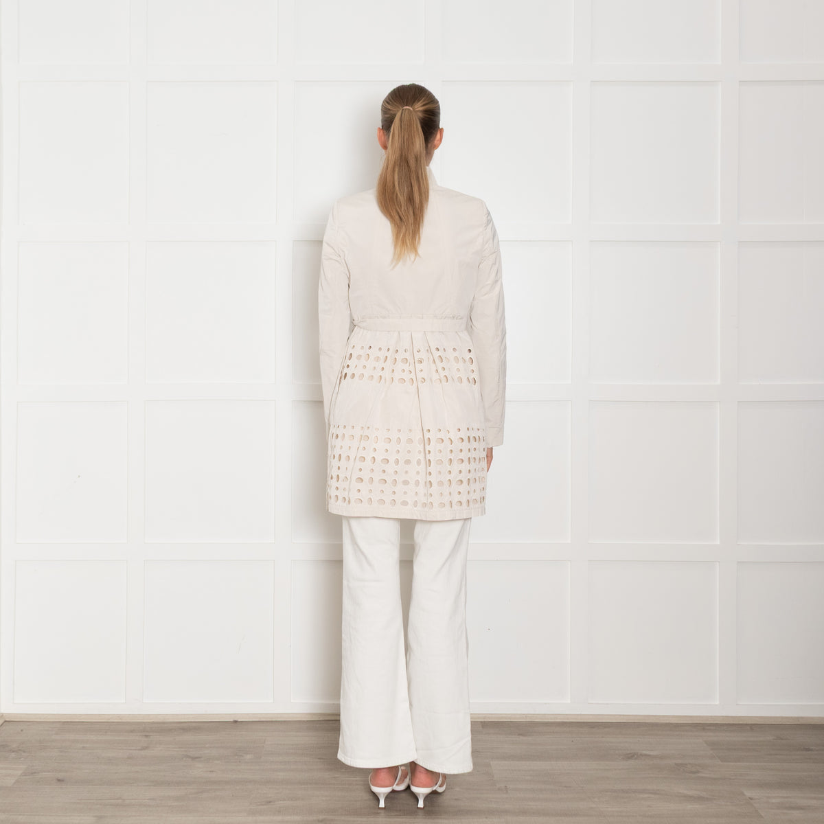 Pinko  Beige Embroidered Trench Coat