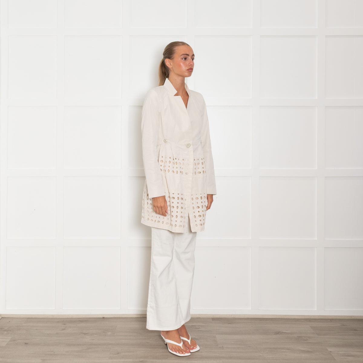 Pinko  Beige Embroidered Trench Coat